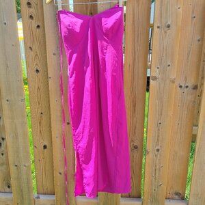 LULU's Magenta Tie Back Slip Dress with side slit Small